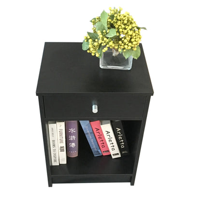 Zimtown Black Nightstand Side End Table Bedside Storage Table Stand with 1 Drawer End Shelf