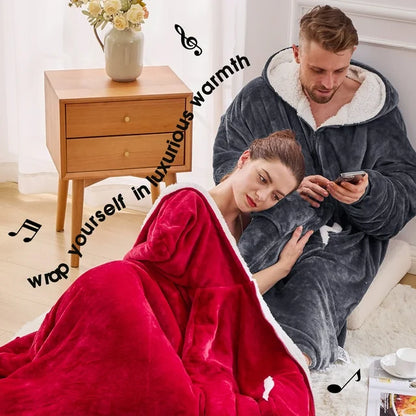 Wearable Blanket Hoodie, Oversized Giant Hoodie Wearable Blanket Sweatshirt for Adult, Sherpa Fleece Blanket Hoodie with Pocket, Warm Cozy Blanket with Zipper Sleeves Grey