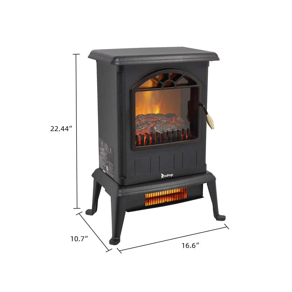 Zimtown 1000W/1500W Electric Fireplace Wood Stove Heater Portable Freestanding Heater