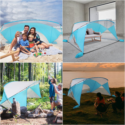 Zimtown Beach Tent UPF 50+ Sun Shelter Silver Coating Canopy with Extended Lightweight Porch Tent for Beach Sun Shade Fishing Hiking 7.87x5.9ft
