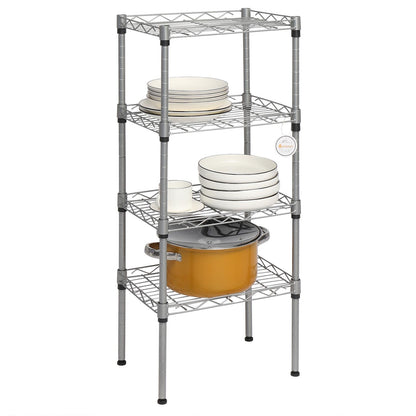 FCH 4 Tier Wire Shelving, Adjustable Storage Rack Unit for Garage Kitchen, Greenhouse Planting Shelving, 13.8”L x 9.8”W x 31.5”H