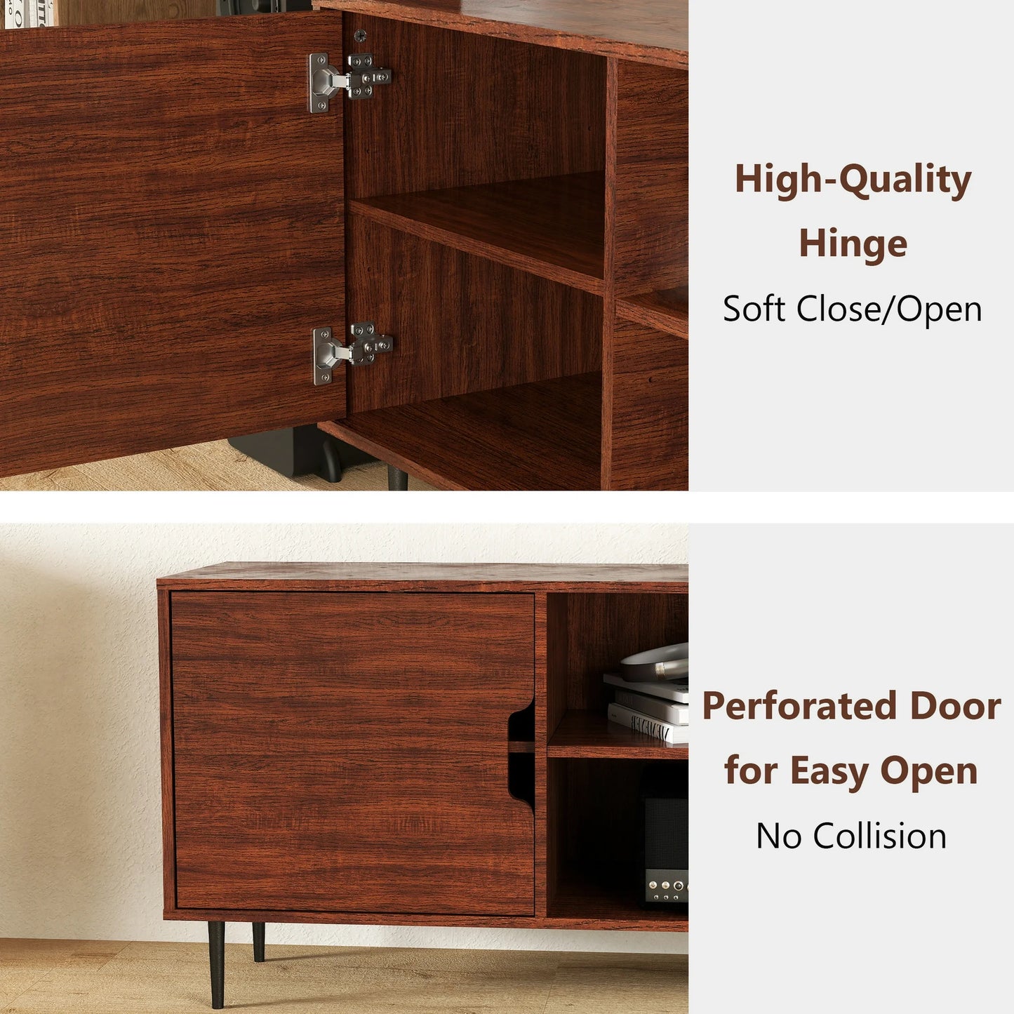 Anrist Modern TV Stand for 65/70/85 inch TV Mid Century Entertainment Centre for Living Room, Brown