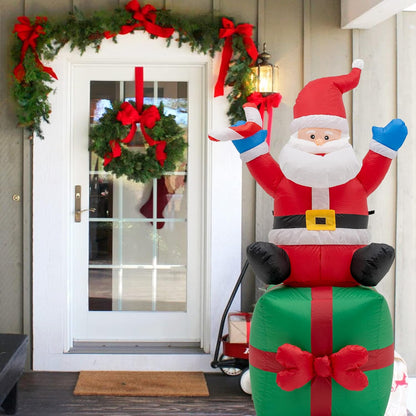 6 Foot Christmas Inflatable Santa Claus Outdoor Decorations with Build-in LED Lights, Waterproof Xmas Family Inflatable Decor for Yard Lawn Garden Home Party Indoor Outdoor